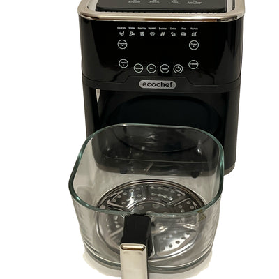 Freidora de Aire de Cristal 5L EcoChef | 1500W, Giro 90°, 8 Modos + Preprogramación
